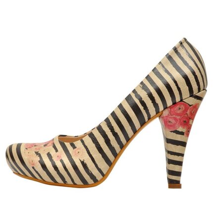 Bunte High Heels mit schönen Motiven und kreativen Designs - Dogo High-Heels - Roses on Stripes im DOGO Onlineshop bestellen!