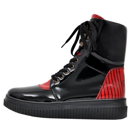Bunte Sneaker Boots mit schönen Motiven und kreativen Designs - Dogo Future Boots - Dog in Stripes Red im DOGO Onlineshop bestellen!