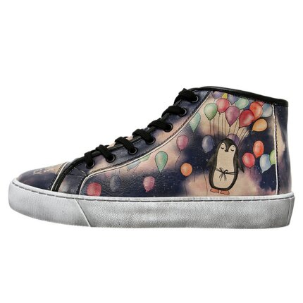 Bunte Sneaker mit schönen Motiven und kreativen Designs - Dogo Tyra - The Flying Penguin im DOGO Onlineshop bestellen!